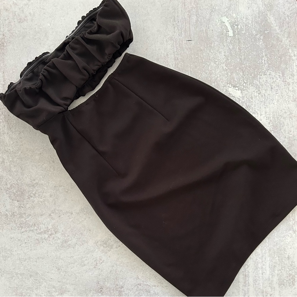 Princess Polly Grayson Strapless Cut Out Waist Mini Dress, Black US 0 AU 4 - Picture 7 of 8